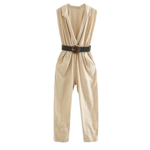 Open image in slideshow, KPYTOMOA Women 2020 Chic Fashion Office Wear With Belt Jumpsuits Vintage
